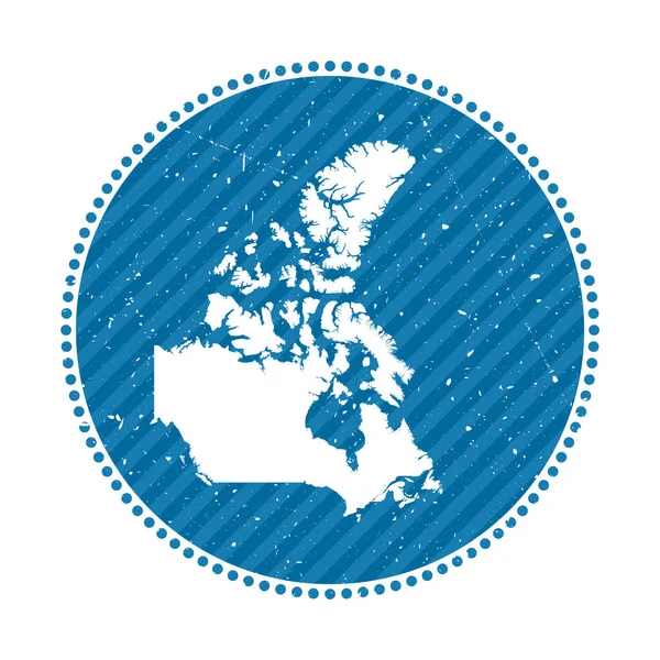 Canada gestreepte retro reissticker Badge met kaart van land vector illustratie Kan gebruikt worden als — Stockvector