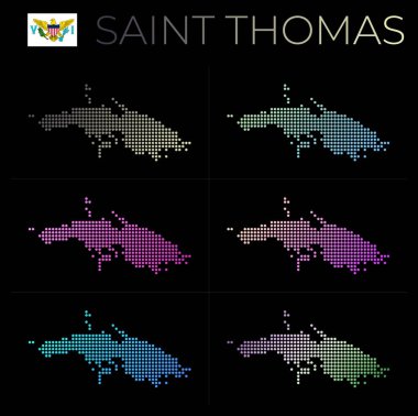 Aziz Thomas noktalı haritası. Saint Thomas haritası. Adanın sınırlarıyla dolu.