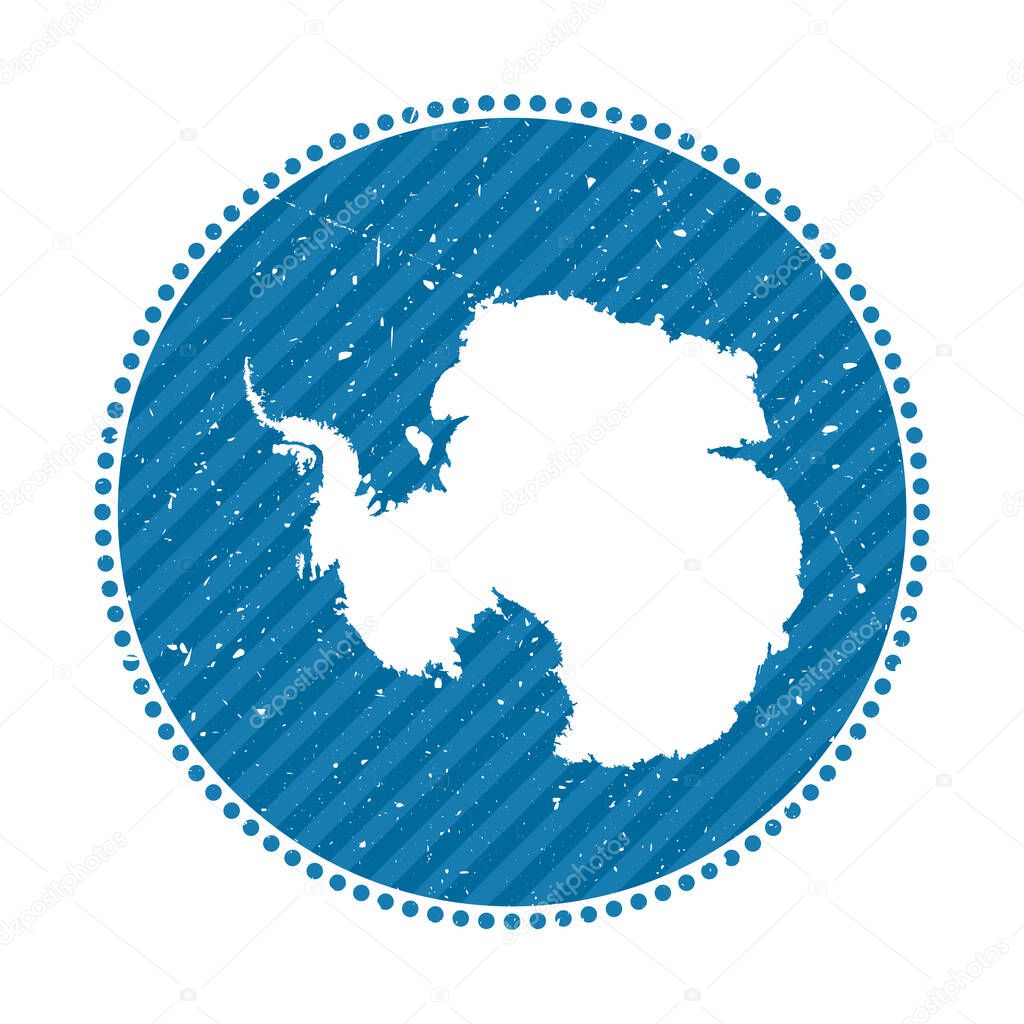 Antarctica striped retro travel sticker Badge with map of country vector illustration Can be used