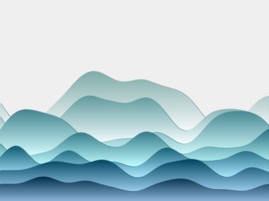 Soyut dağların arkaplan kıvrımlı katmanları kağıt kesim tarzı tepeler Otantik vektör