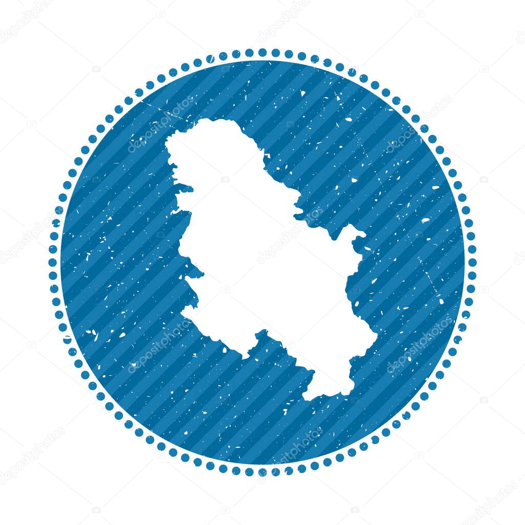 Serbia striped retro travel sticker Badge with map of country vector illustration Can be used as