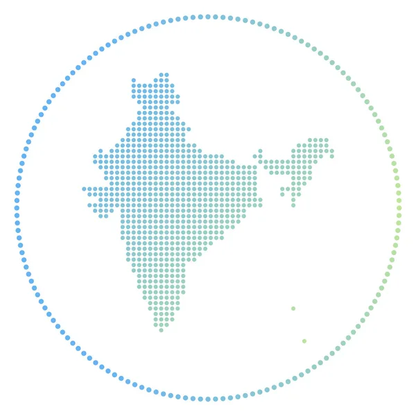 Insigne numérique de l'Inde Carte de style pointillé de l'Inde en cercle icône Tech du pays avec dégradé — Image vectorielle