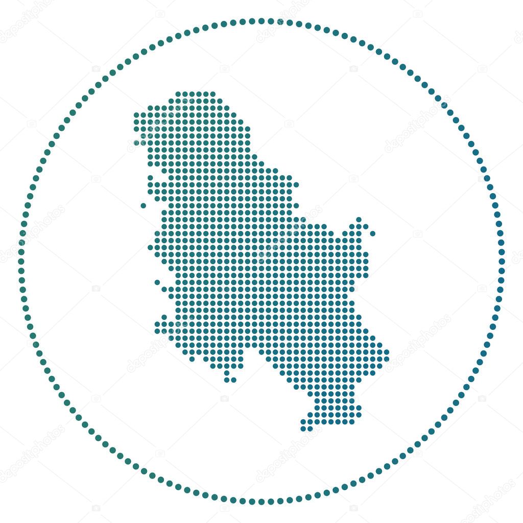 Serbia digital badge Dotted style map of Serbia in circle Tech icon of the country with gradiented