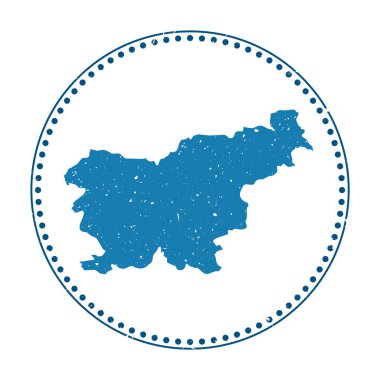 Slovenya çıkartması ülke vektör illüstrasyonunun haritasını içeren lastik damga ile seyahat etmek için kullanılabilir