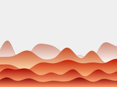 Soyut dağlar, arka plan, koyu turuncu tabakalar, kağıt kesim tarzı tepeler.