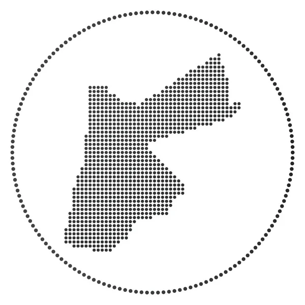 Jordan digital badge Mapa de estilo pontilhado de Jordan em círculo Ícone de tecnologia do país com gradiente — Vetor de Stock