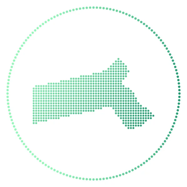 Massachusetts digitale badge Dotted stijl kaart van Massachusetts in cirkel Tech icoon van de Amerikaanse staat — Stockvector