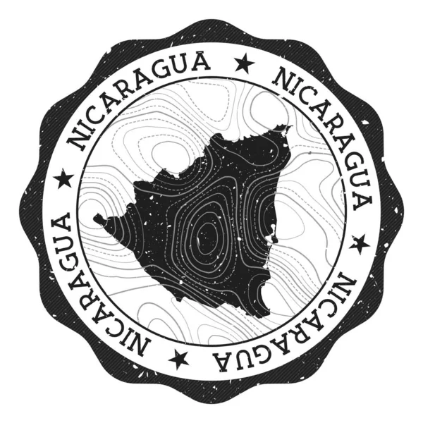 Nicaragua kültéri bélyegző Kerek matrica térképpel ország topográfiai izolátumokkal Vektor — Stock Vector