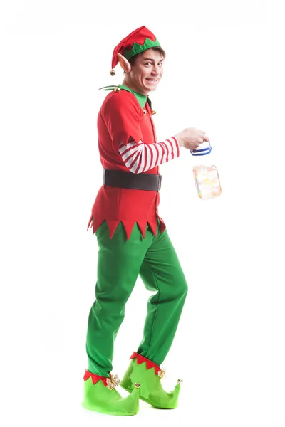 Christmas elf on white background — Stock Photo, Image
