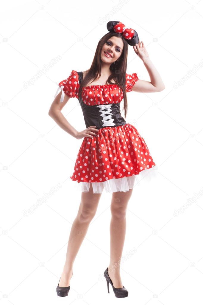 Mickey Mouse girl costume on white background