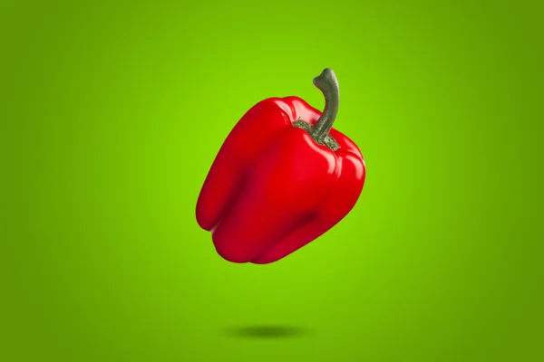 Red bell pepper on green background whit gradient. Colorfull backgrounds concept — Stock Photo, Image