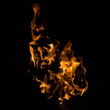 Bright Red and Orange Real Fire Texture on Black Background