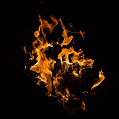 Bright Red and Orange Real Fire Texture on Black Background