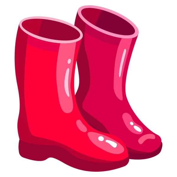 Vector illustration of red rubber boots on a white background. — Stock Vector