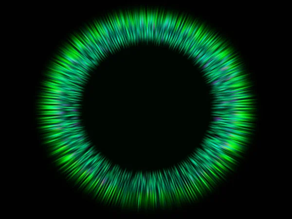 Neon light green color round frame on a black background. II