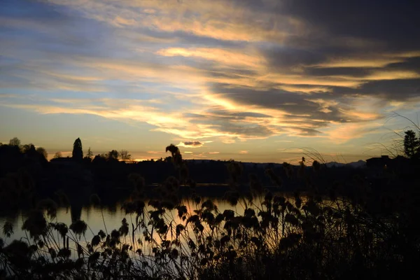 Sonnenuntergang Fluss Herbst — Stockfoto
