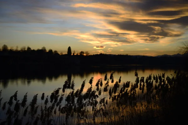 Sonnenuntergang Fluss Herbst — Stockfoto