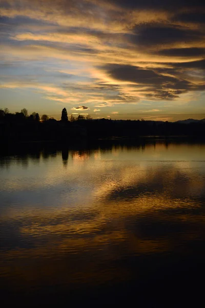 Pôr Sol Rio Outono — Fotografia de Stock