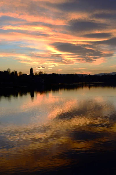 Pôr Sol Rio Outono — Fotografia de Stock