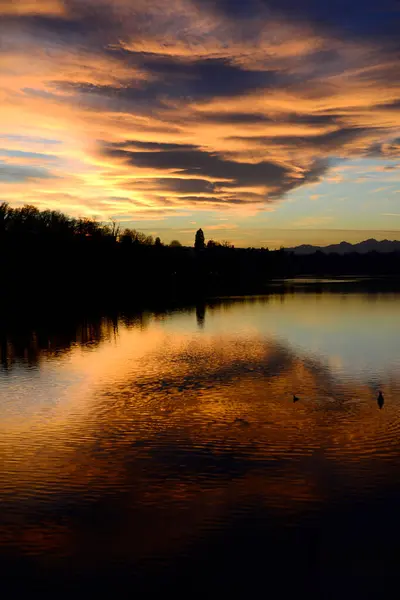 Pôr Sol Rio Outono — Fotografia de Stock