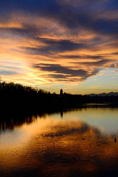 Pôr Sol Rio Outono — Fotografia de Stock