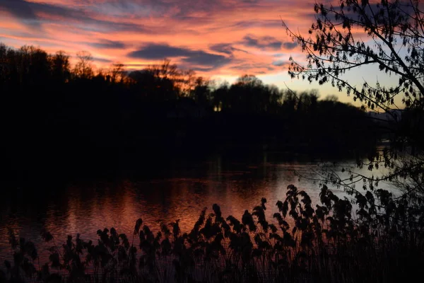 Sunset River Autumn — Stock Photo, Image