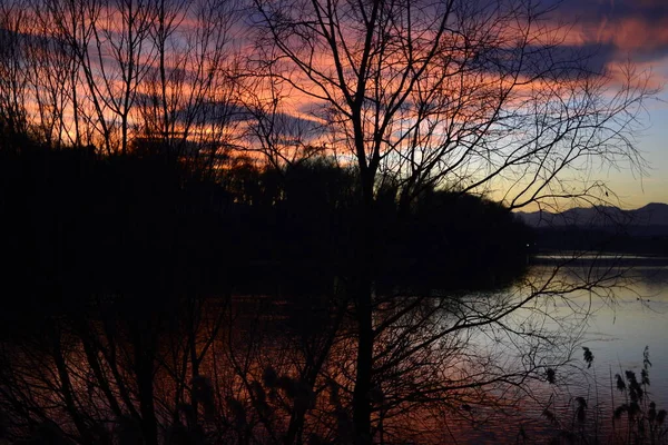 Sonnenuntergang Fluss Herbst — Stockfoto