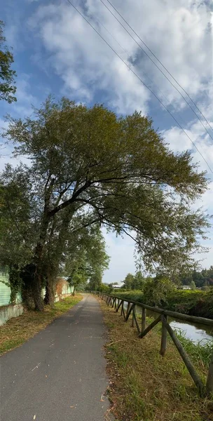 Kanal Yakınındaki Bir Parkta Country Road — Stok fotoğraf
