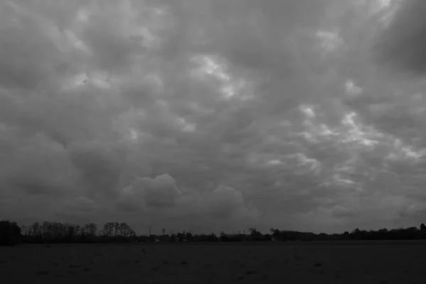 Raining Day Clouds Black White — Stock Photo, Image