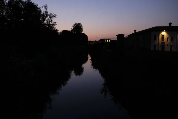 Middeleeuws Kasteel Bij Nacht Kleur Afbeelding Legnano Lombardije Italië — Stockfoto