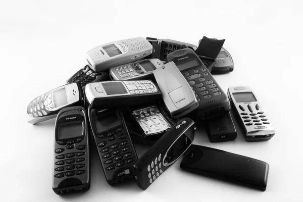 Old mobile phones pile — Stock Photo, Image