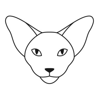 Doğulu kedi logosu ya da ikonu. Oriental stetair ya da Sphynx kedi kafası. Ön manzara. Vektör