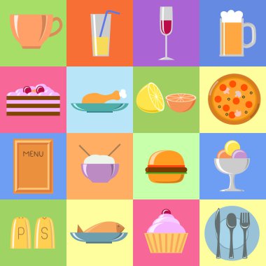 düz gıda Icons set