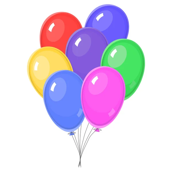 七个五颜六色的气球 — 图库矢量图片