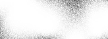 Gürültülü tahıl dokusu. Solan noktalı gradyan arkaplan. Yarım tonluk benekli kaplama. Kumlu grunge sıkıntılı duvar kağıdı. Siyah ve beyaz lekeler. Tozlu, kirli bir kılıf. Vektör