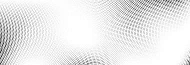 Konsentrik noktalı ses gradyan dokusu. Radyal yarım ton arkaplan. Poster, afiş, kapak, baskı için çizgi film arkaplanı. Grunge sönen duvar kâğıdı. Vektör çizgi şablonu