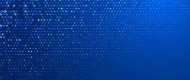 Mavi neon üçgen doku. Parlayan ok geometrik arka planı. Teknik üçgen mozaik desenli duvar kağıdı. Artan ok yarım ton gradyanı, bilim posteri, sağlık afişi, iş broşürü. Vektör