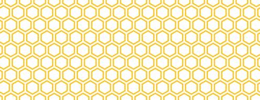 Kusursuz bal peteği desenli. Altın bal arısı kovanının mozaik şekilli duvar kağıdı. Geometrik altıgen yapı tekrarlanıyor. Sarı tekrarlanan doğrusal altıgen ızgara arka planı. Vektör arkaplanı