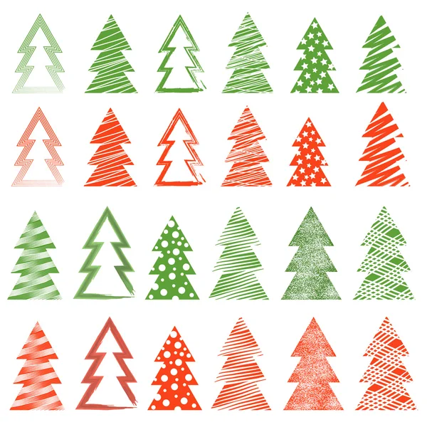 Ensemble d'arbres de Noël et du Nouvel An — Image vectorielle