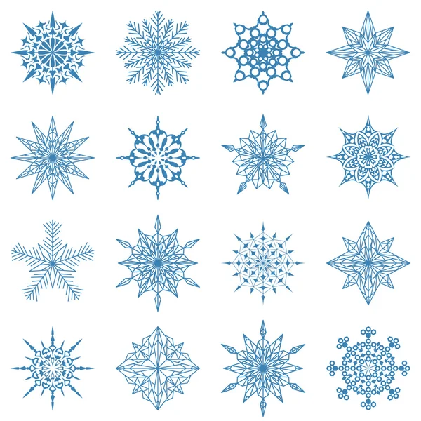 Conjunto diferente de copos de nieve — Vector de stock
