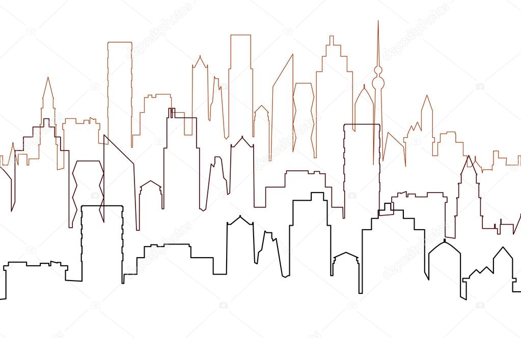 city view with skyscrapers, cityscape silhouette