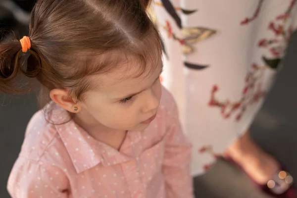 Linda Niña Pelirroja Con Dos Colas Caballo Una Camisa Vista —  Fotos de Stock