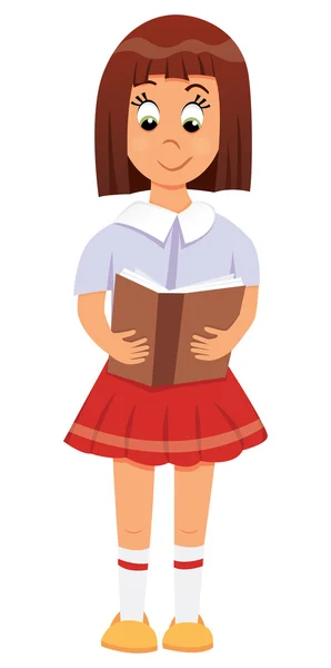 Chica con libro — Vector de stock