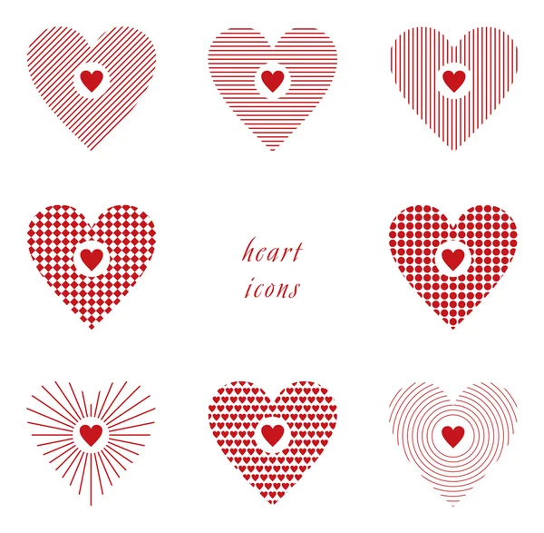 Hearts with different textures - 8 Hearts — Stock Vector