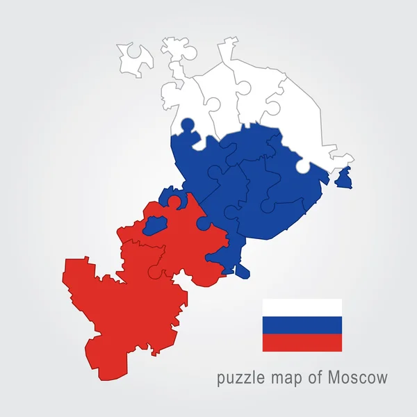 Moscow administratieve kaart - puzzel — Stockvector