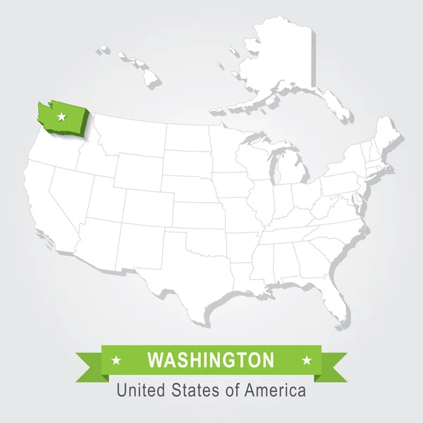 Estado de Washingtone. Mapa administrativo dos EUA . —  Vetores de Stock