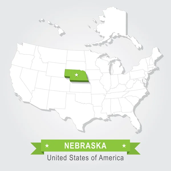 Estado do Nebraska. Mapa administrativo dos EUA . —  Vetores de Stock