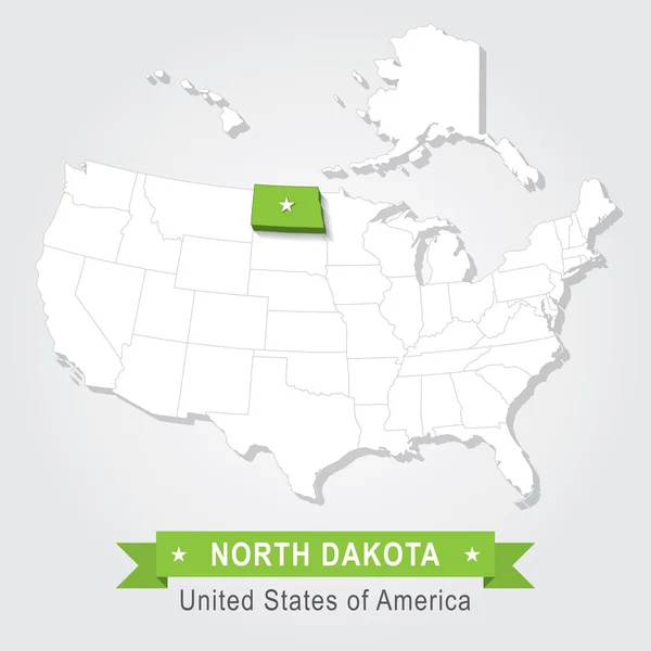 Dakota do Norte. Mapa administrativo dos EUA . — Vetor de Stock