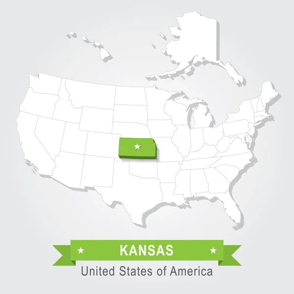 Kansas State. Mapa administrativo dos EUA . —  Vetores de Stock