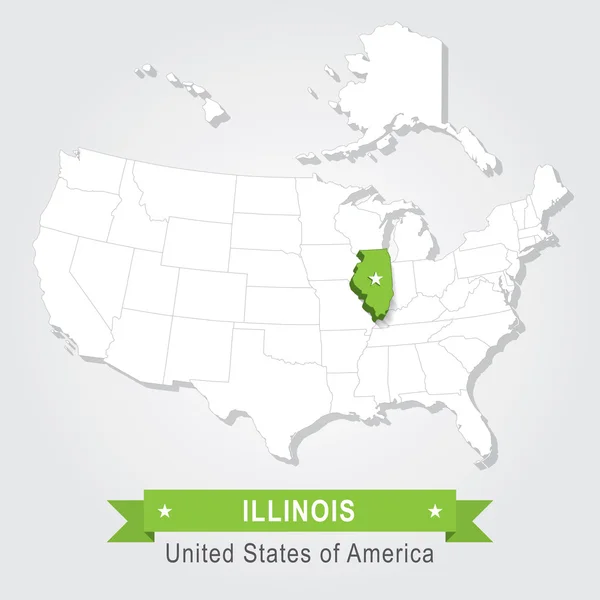 Estado de Illinois. Mapa administrativo dos EUA . —  Vetores de Stock